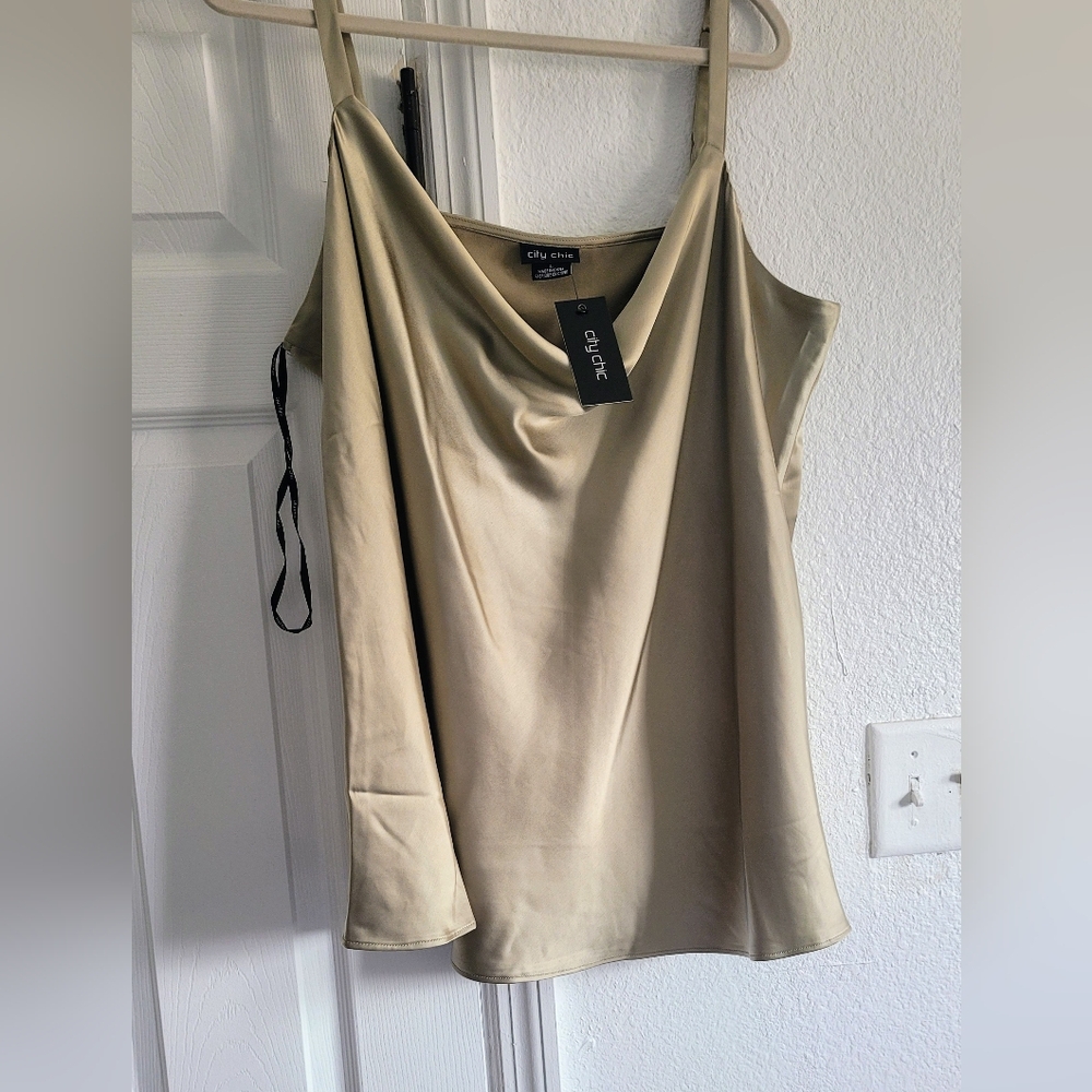 City Chic Taupe Satin Cowl Neck Camisole (G)